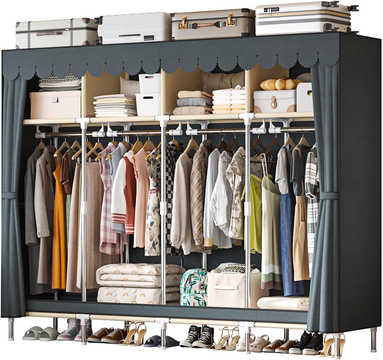 Wardrobe Closet Portable Fabric Cover - Szafa przenośna typu walk-in, bardzo szeroka,