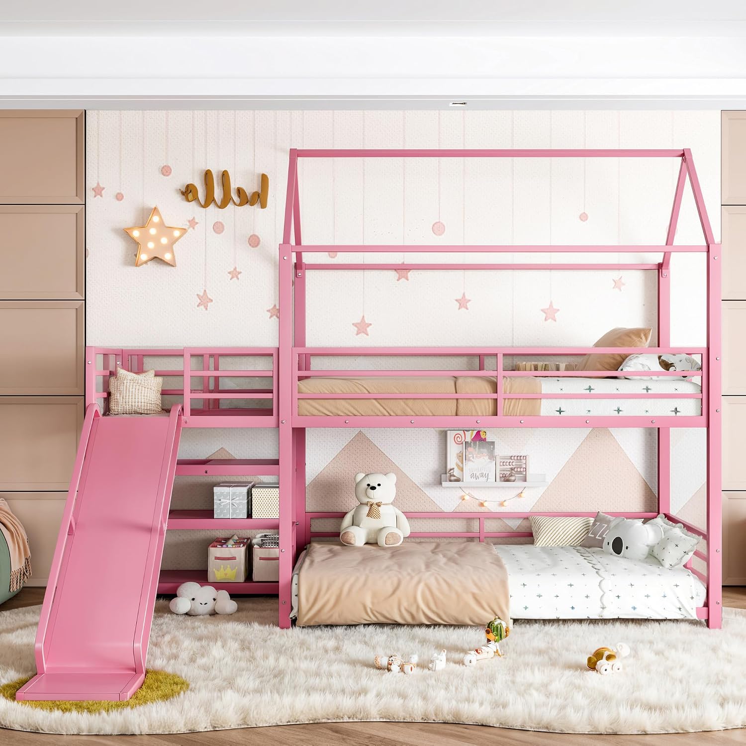 Bunk Bed With Stairs And Slide - Łóżko piętrowe z deszczownicą i schodami