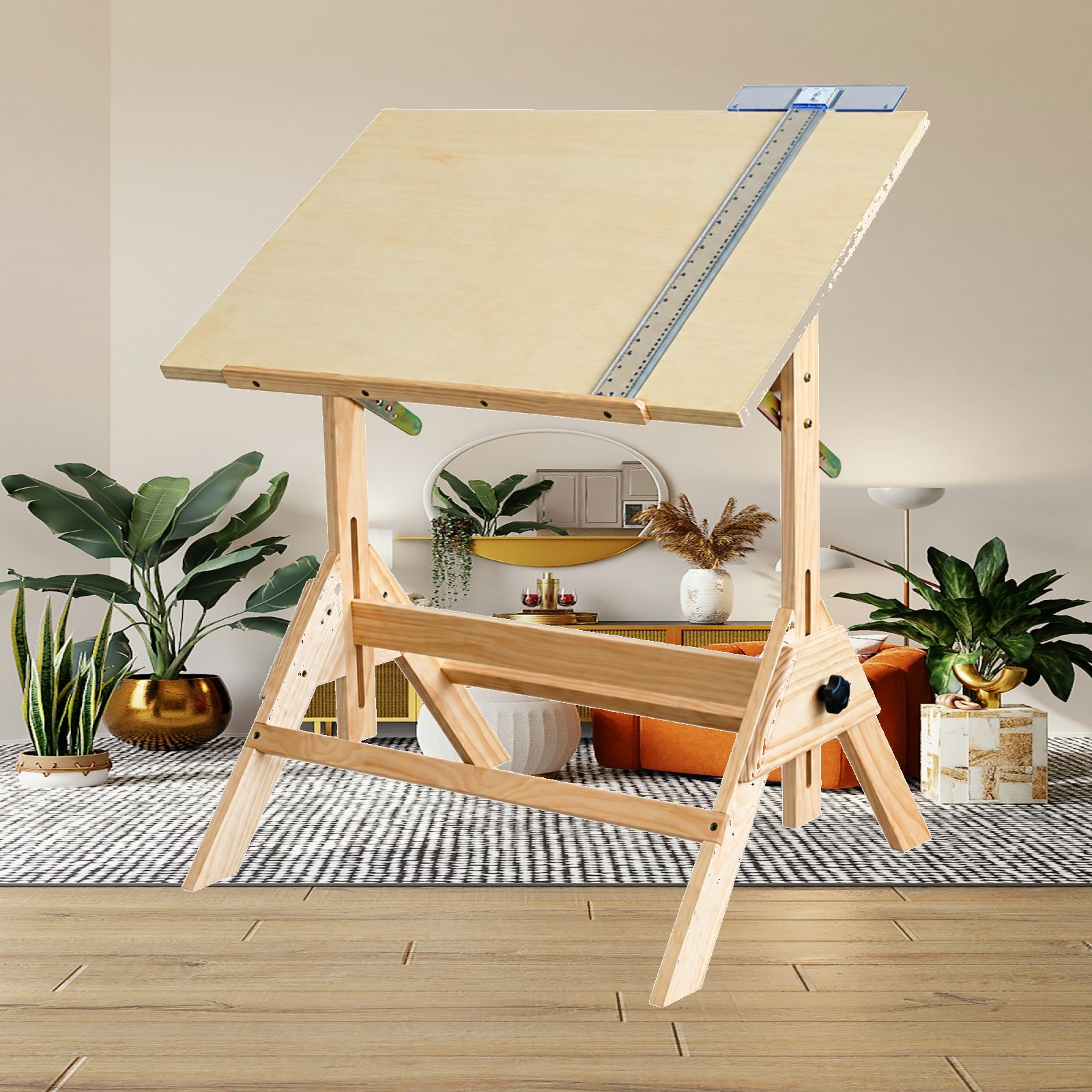Tables - Drewniany stół do rysowania z regulowaną