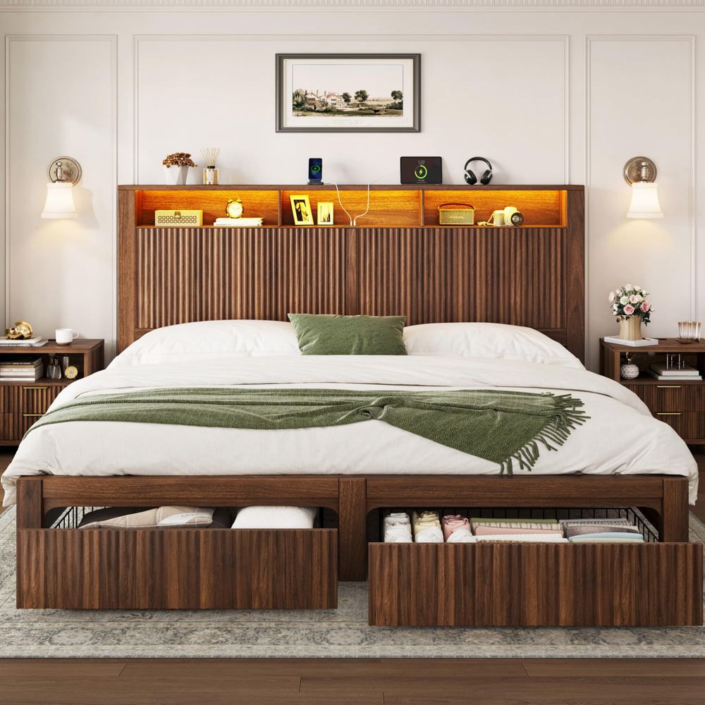 Rama do łóżka w rozmiarze king – King Size Bed Frame With Storage Drawers recenzja i cena