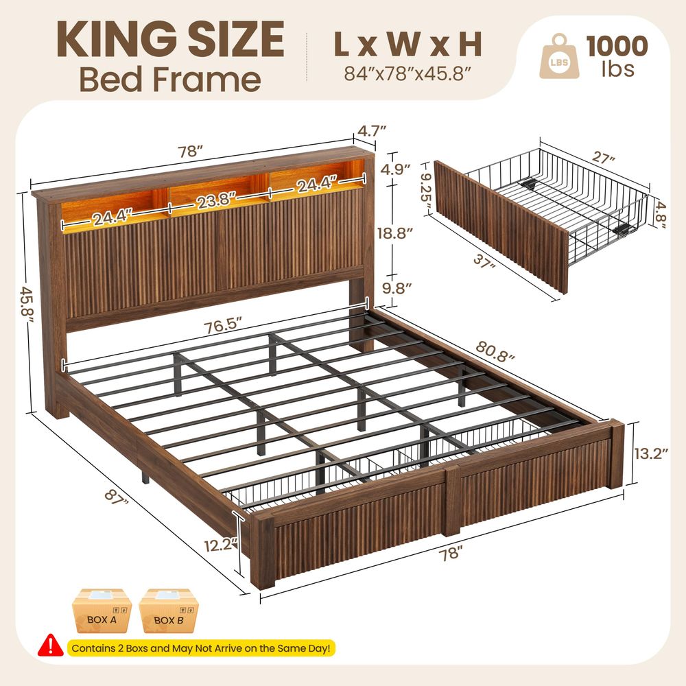 Rama do łóżka w rozmiarze king – King Size Bed Frame With Storage Drawers recenzja i cena
