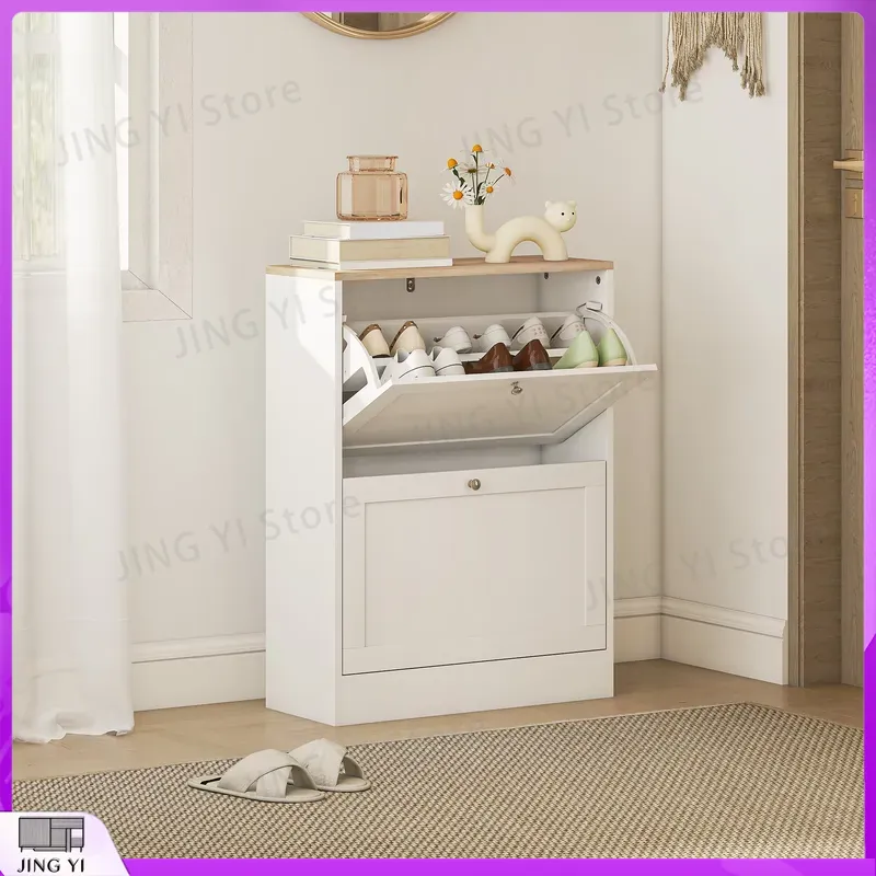 Wąska szafka na buty z 2 odchy – Shoe Rack Cabinet Narrow Entryway recenzja i cena