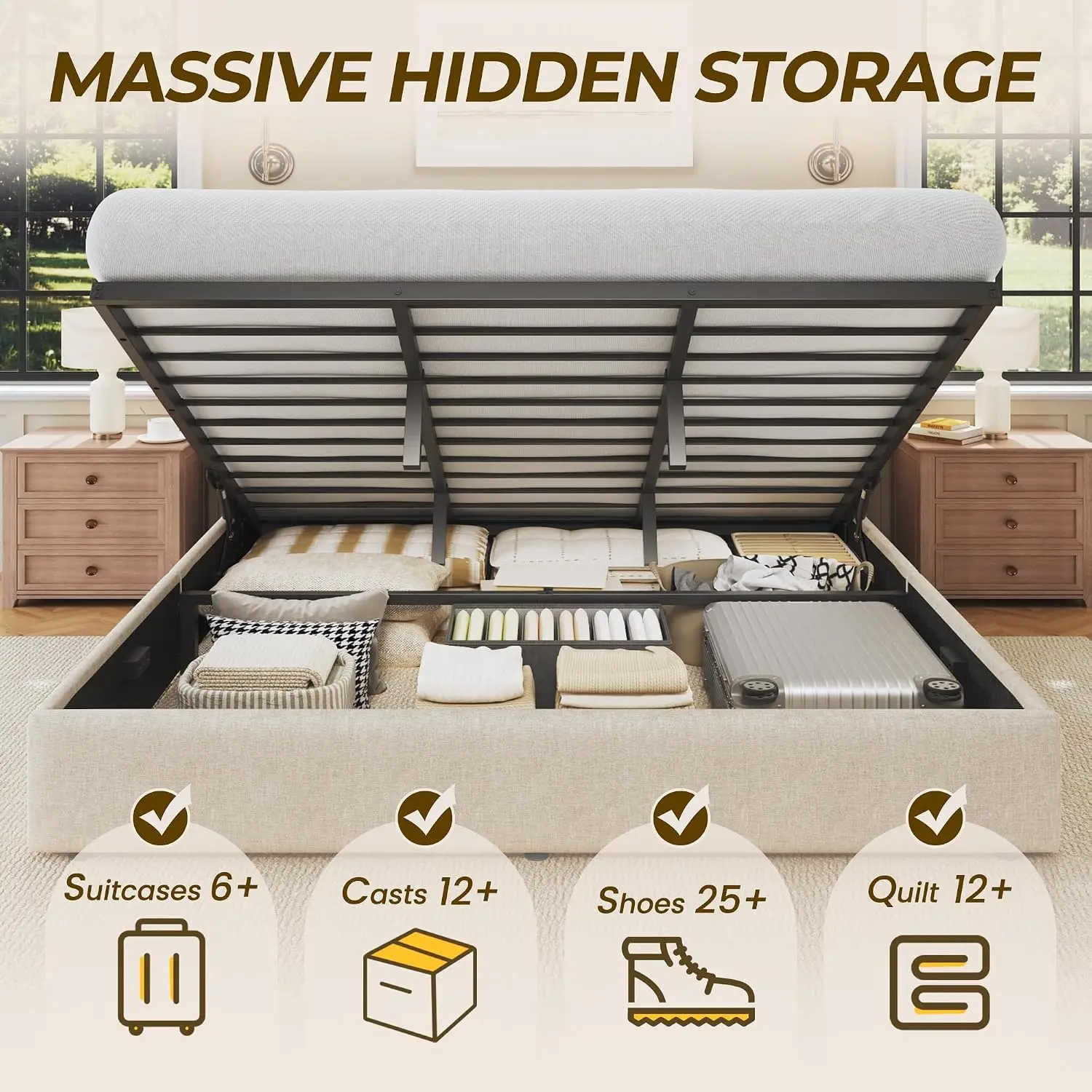 Rama łóżka z podnoszonym schow – Gas Lift Storage Bed Hydraulic recenzja i cena
