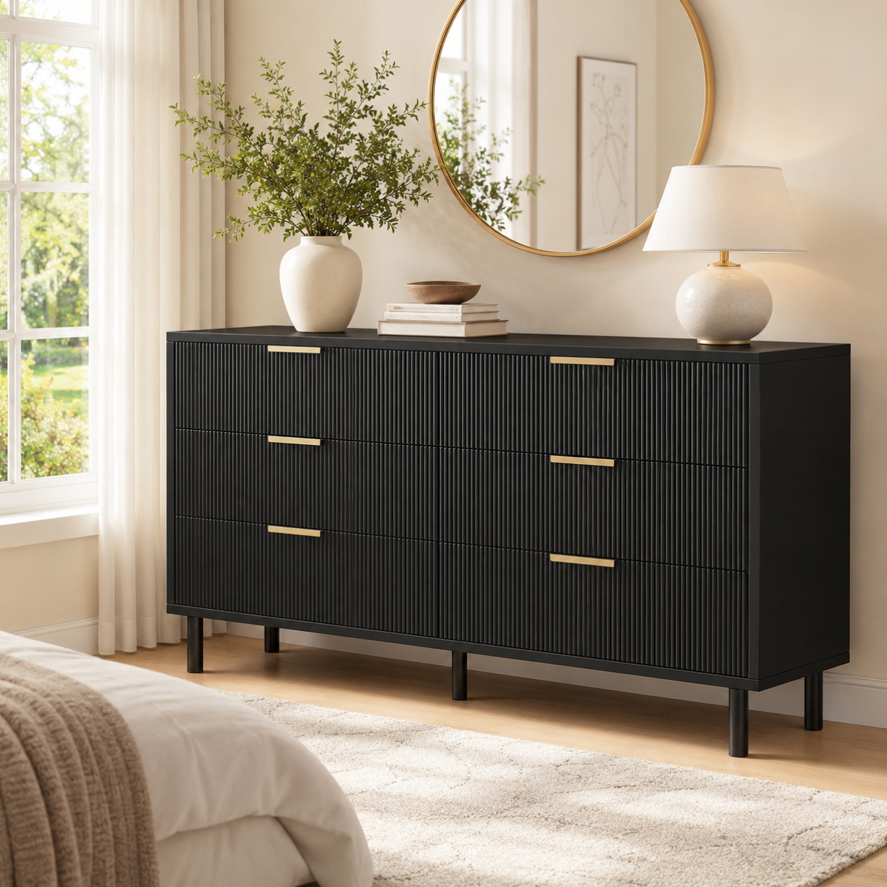 Komoda z 6 szufladami, karbowa – Bedroom Furniture recenzja i cena