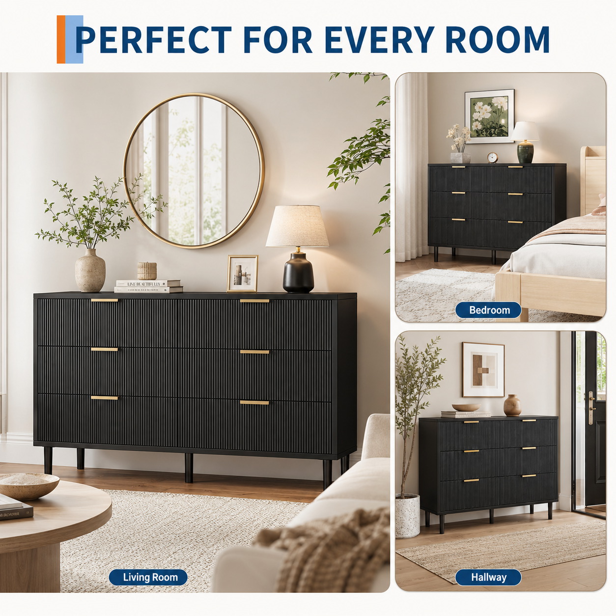 Komoda z 6 szufladami, karbowa – Bedroom Furniture recenzja i cena