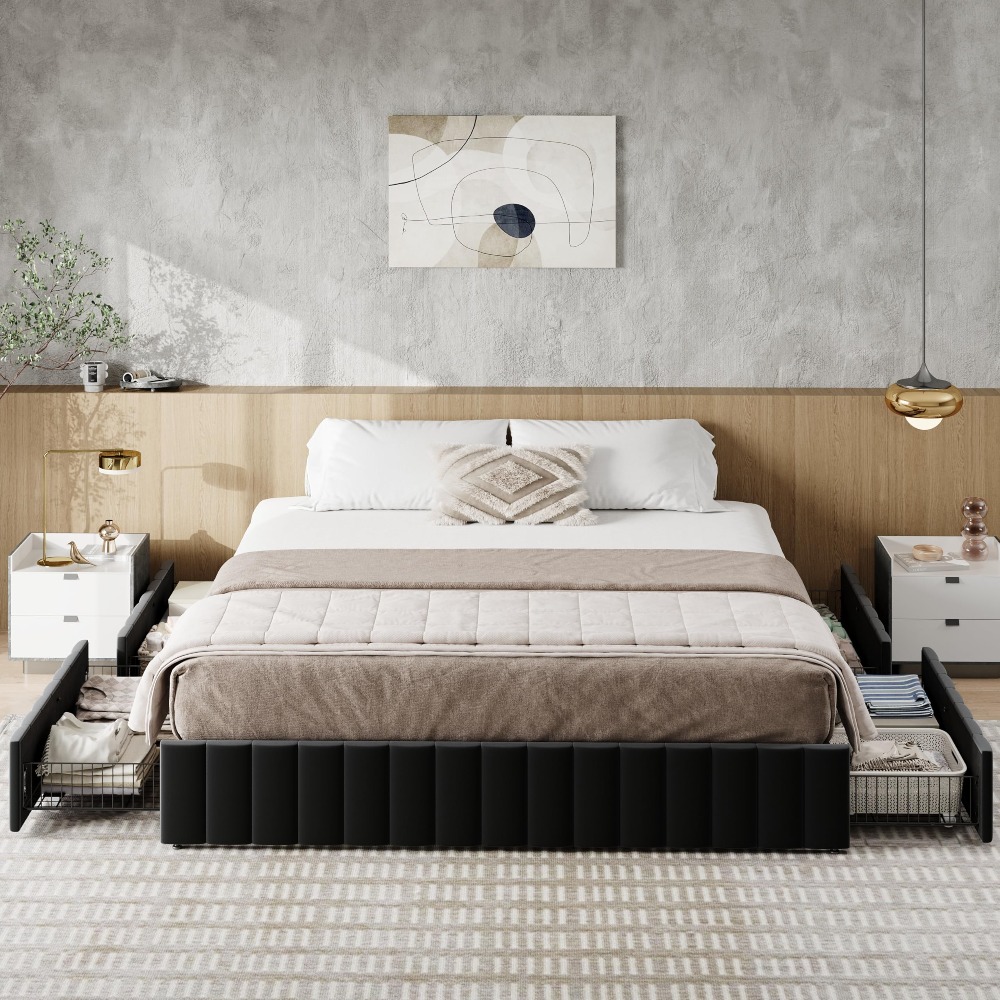 Rama łóżka typu platformy w ro – King Size Bed Frame With Storage Drawers recenzja i cena