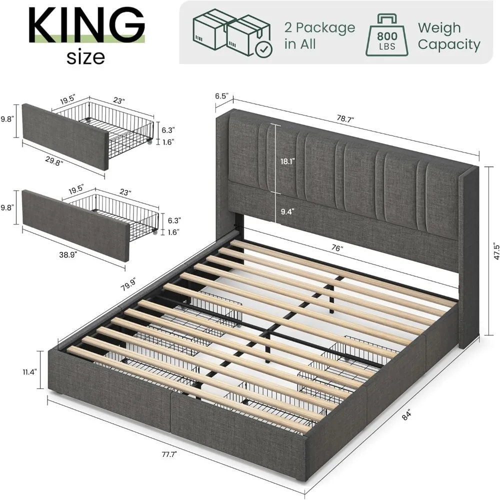 Rama łóżka platformowego z obi – King Size Bed Frame With Storage Drawers recenzja i cena
