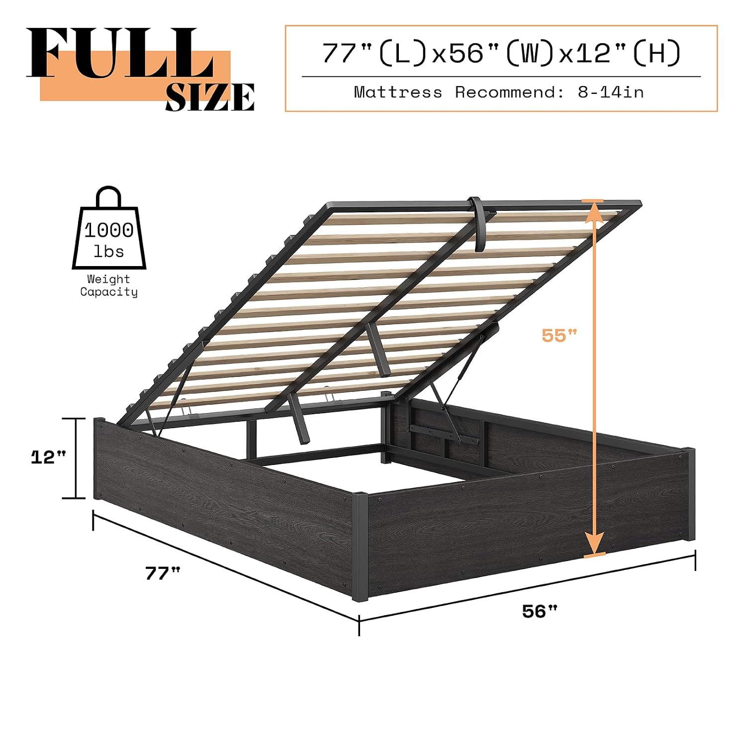 Rama łóżka z podnoszonymi scho – Gas Lift Storage Bed Hydraulic recenzja i cena