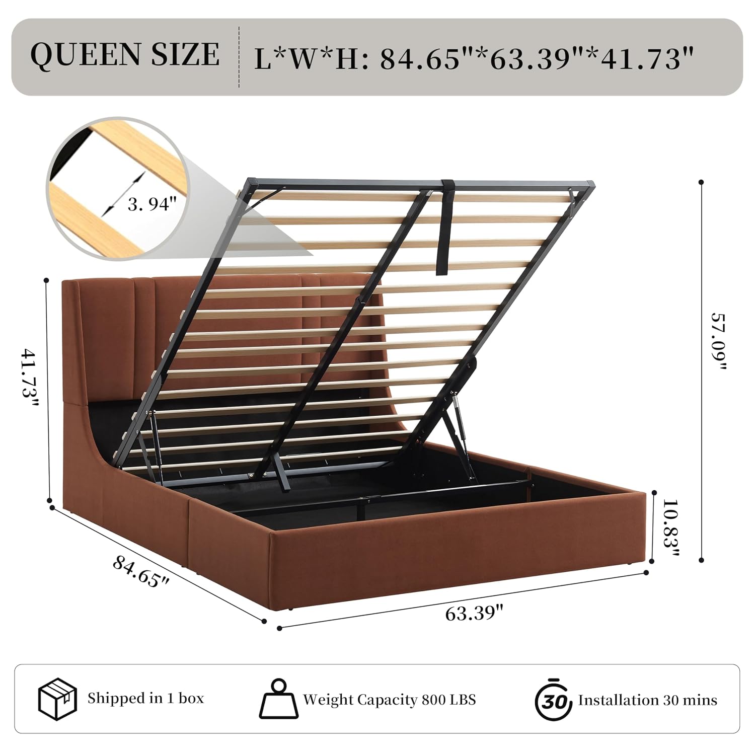 Rama łóżka z podłokietnikami i – Gas Lift Storage Bed Hydraulic recenzja i cena