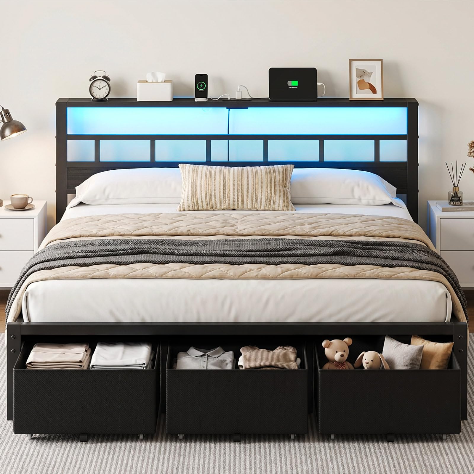 Rama do łóżka w rozmiarze king – King Size Bed Frame With Storage Drawers recenzja i cena
