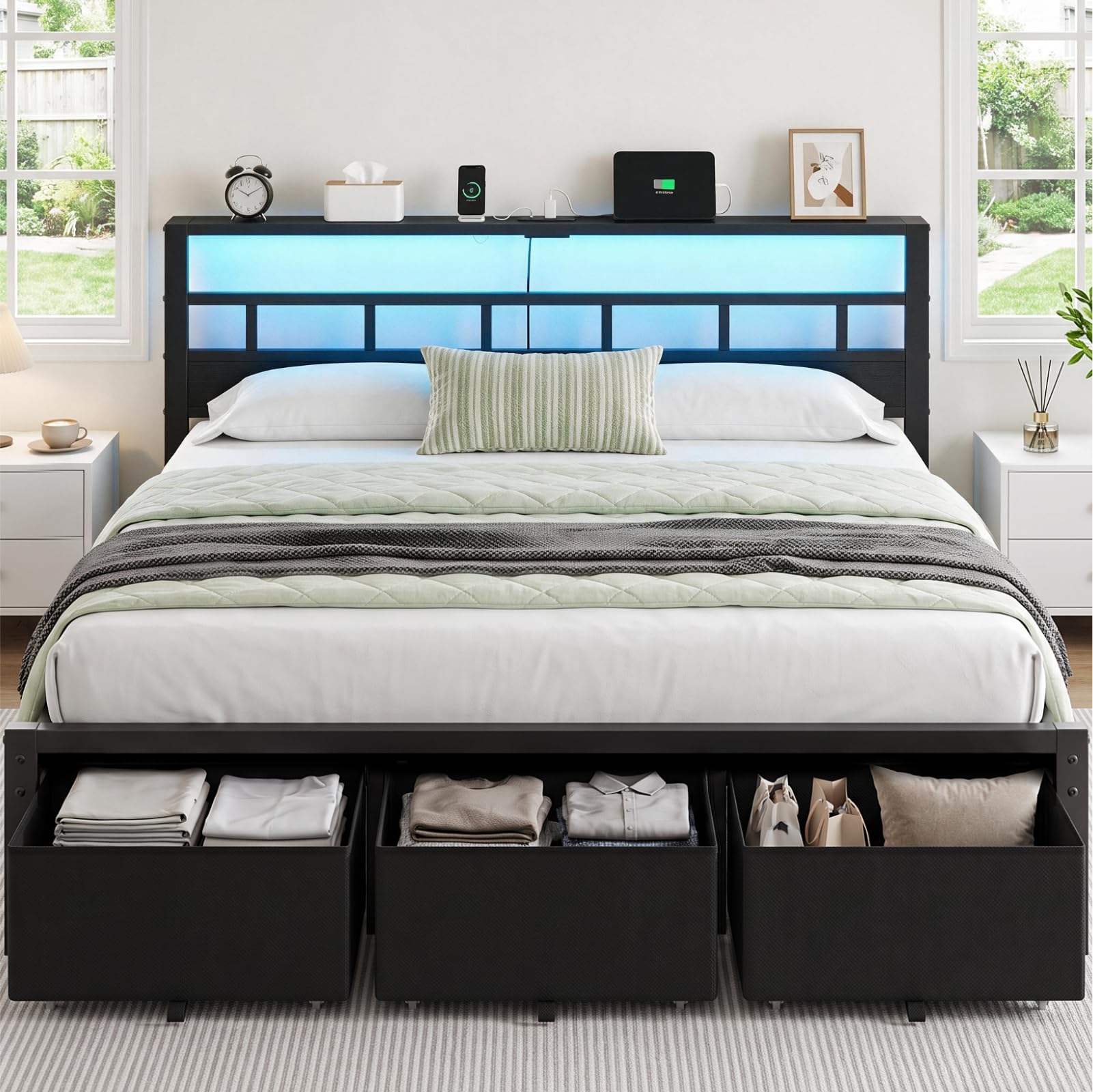 Rama do łóżka w rozmiarze king – King Size Bed Frame With Storage Drawers recenzja i cena