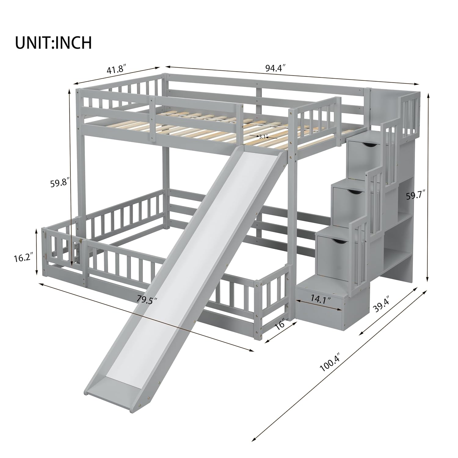 Łóżko piętrowe z dwoma łóżkami – Bunk Bed With Stairs And Slide recenzja i cena